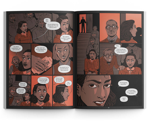 Interior of Viola Desmond book and graphic novel
