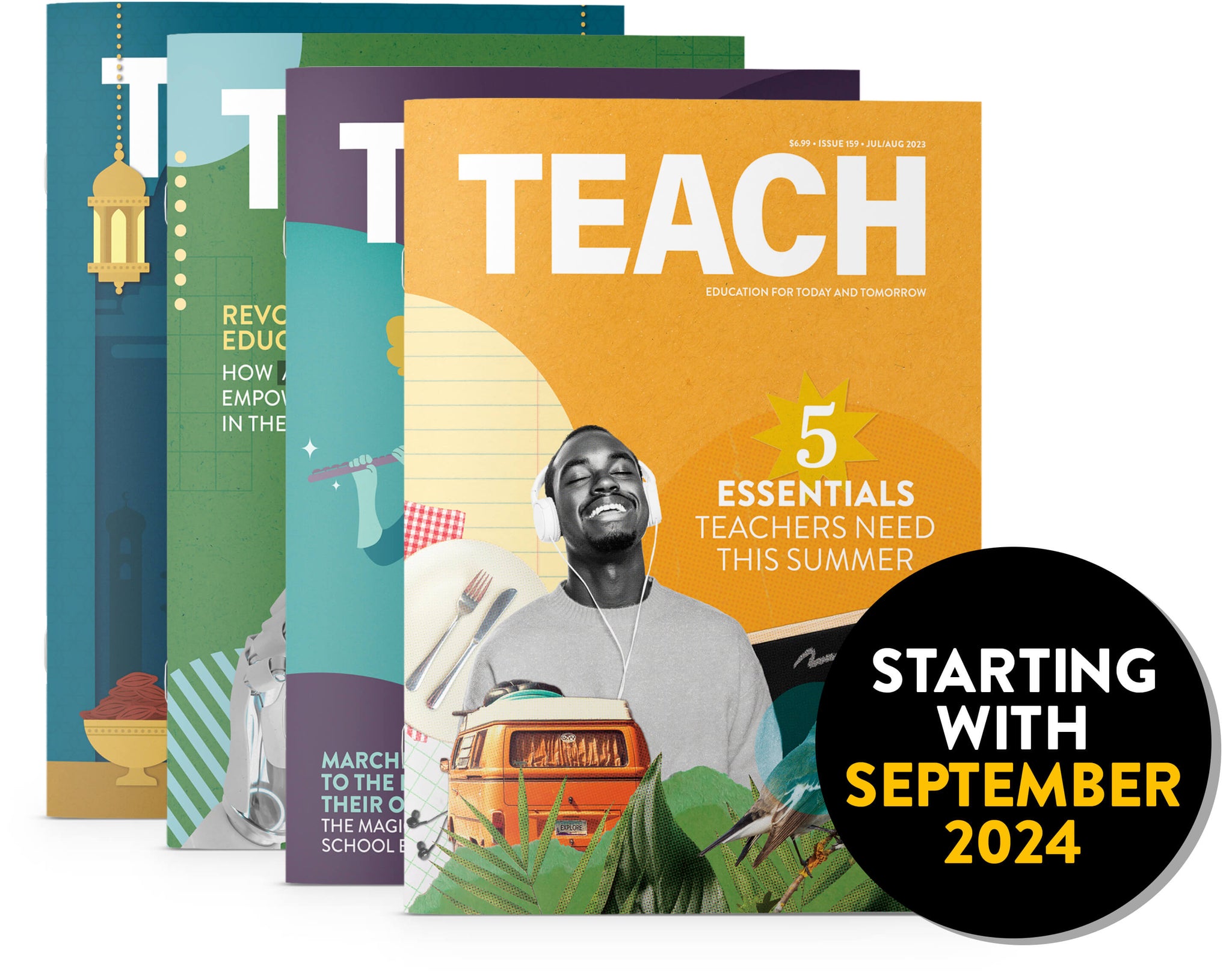 Four covers of TEACH Magazine